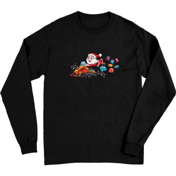 Funny Christmas Santa Claus Riding Snowmobile Long Sleeve-image