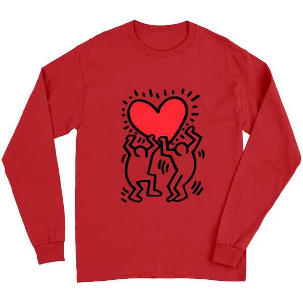 Keith Haring Long Sleeves Men Holding Heart Icon, Street Art-image