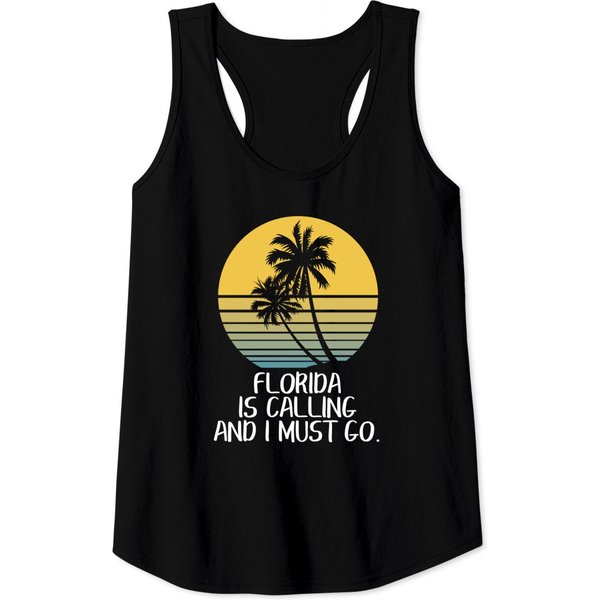 Florida Is Calling I Must Go Funny Florida Beach Vacation Tank Top-image