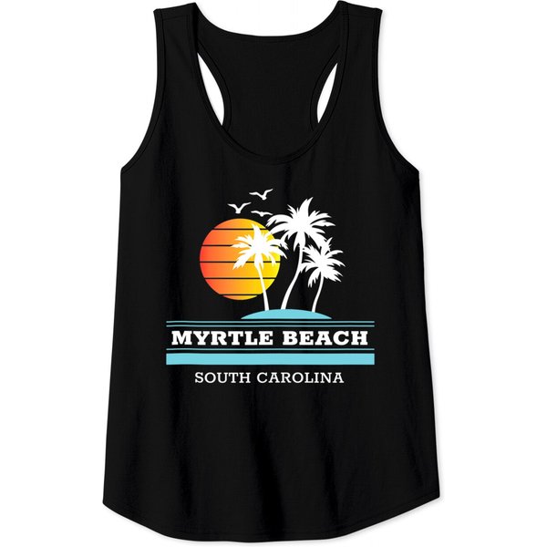 Myrtle Beach South Carolina Sc Palm Tree Beach Sunset Tank Top-image
