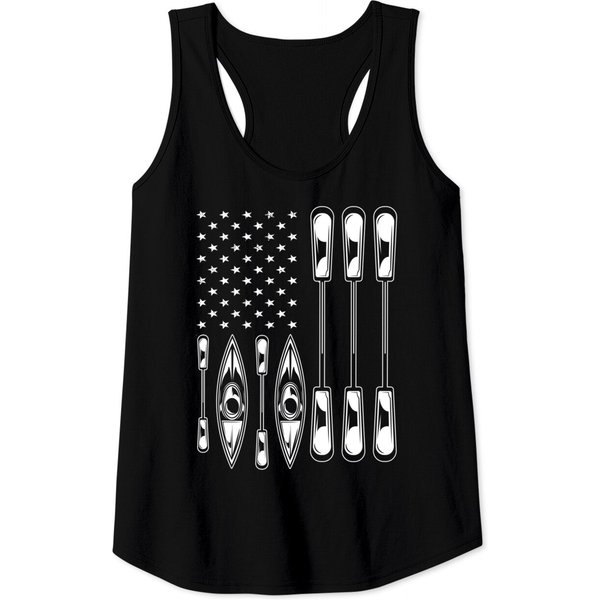 Us Flag Kayaker Canoeing Paddling Boating Kayaking Tank Top-image