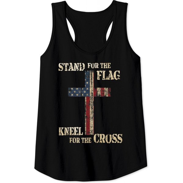 Stand For The Flag Kneel For The Cross - Faith Us Patriotic Tank Top-image