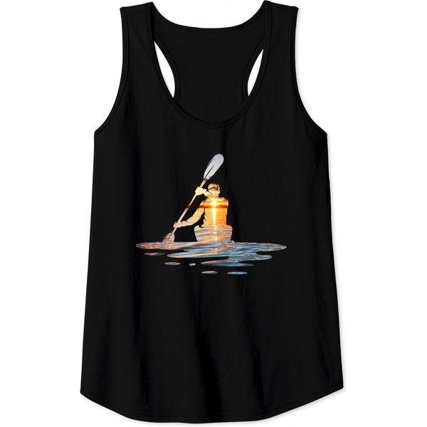 Kayaking Silhouette Kayak Kayaker Tank Top-image