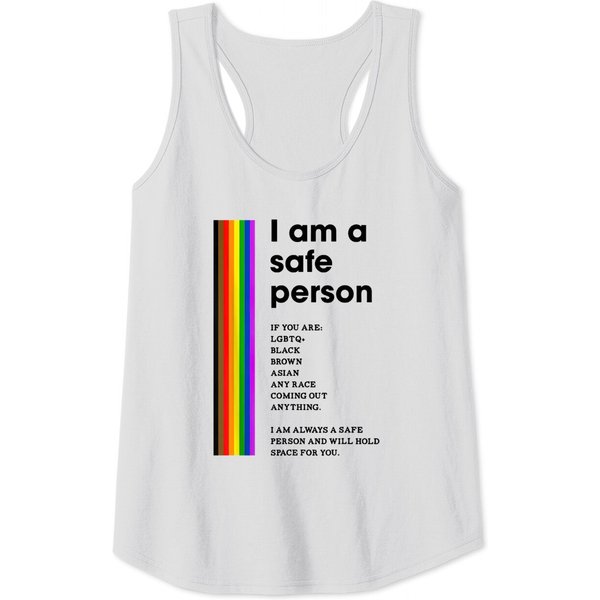 I Am A Safe Person Lgbtq Ally Safe Space Pride Rainbow Flag Tank Tops-image