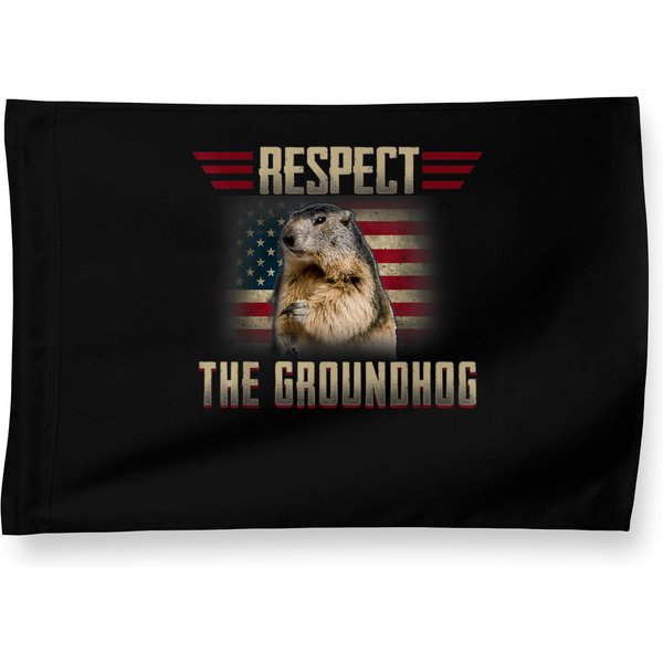 Respect The Groundhog Woodchuck Photo Groundhog Day House Flags-image