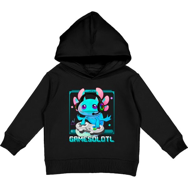 Cute Axolotl Lover Gamesalotl Gaming Axolotl Kids Pullover Hoodies-image