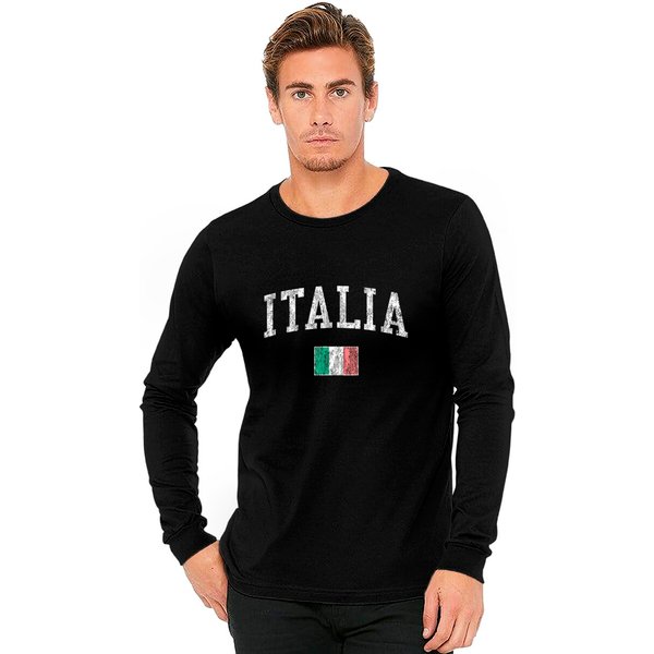 Italy Long Sleeves Vintage Italia Sports Design Italian Flag Tee-image