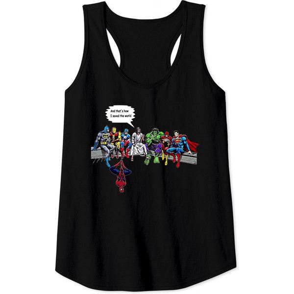 Jesus Superheros Christian Tank Tops, And That's How I Saved The World Funny-image