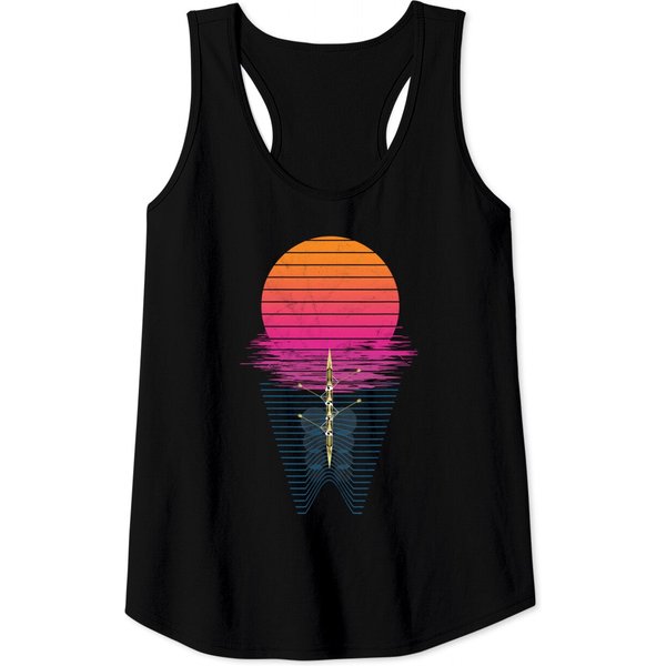 Vaporwave Athlete Rowing Crew Sunset Rower Tank Tops-image