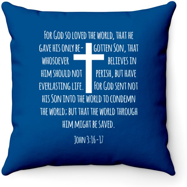John 3:16, Christian Cross, Bible Verse, Faith Throw Pillows-image