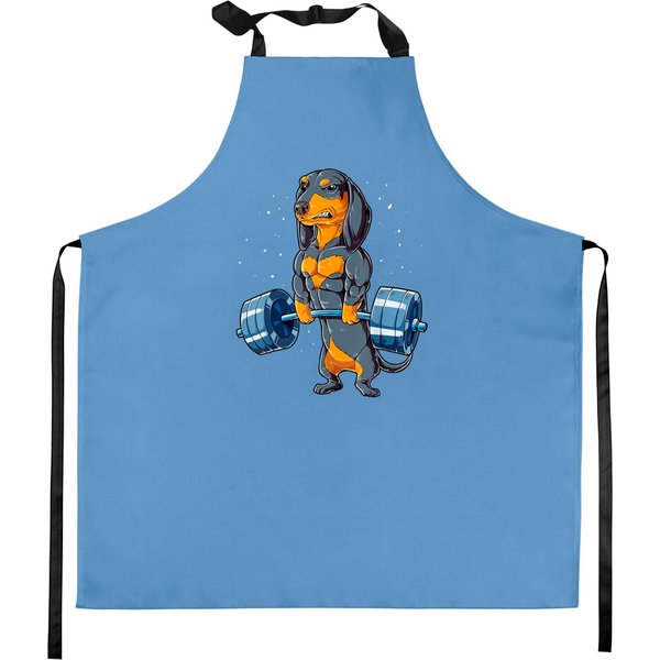 Dachshund Weightlifting Funny Deadlift Men Fitness Gym Gifts Kitchen Aprons-image