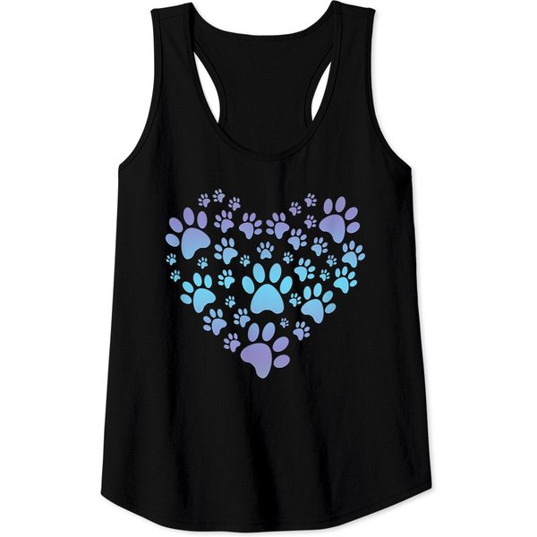 Paw Print Heartbeat Tank Tops Love Dogs-image