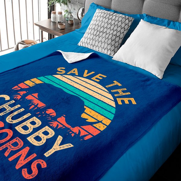 Save The Chubby Unicorns Vintage Funny Rhino Animal Rights Baby Blanket-image