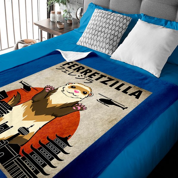 Ferretzilla, Vintage Ferret Japanese Sunset Style Baby Blanket-image