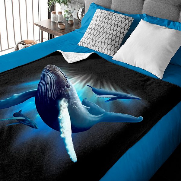 Blue Whale Humpback Marine Sea Animal Ocean Save Whales Baby Blanket-image
