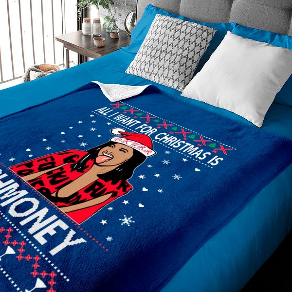 Cardi B All I Want For Christmas Is Shmoney Christmas Baby Blanket-image
