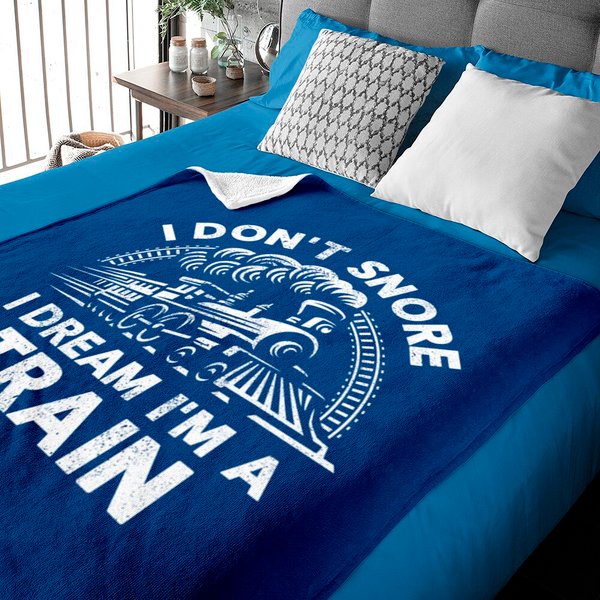 Funny Train Baby Blankets For Men I Don't Snore I Dream I'm A Train-image