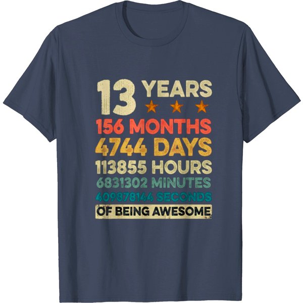 Vintage 13Th Birthday Gift 13 Years Old 156 Months T Shirt-image