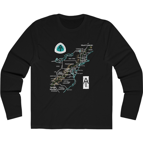 Appalachian Trail Hiking Camping Map Long Sleeve Shirt Long Sleeve-image