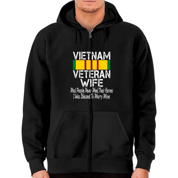 Vietnam Veteran Wife Zip Hoodies Gift