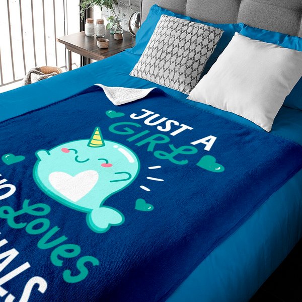 Just A Girl Who Loves Narwhals Baby Blanket Narwhal Lover Gifts Baby Blankets-image