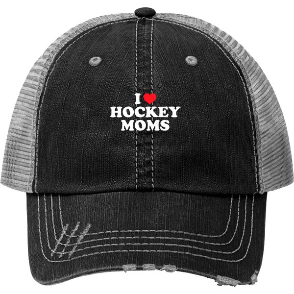 I Love Hockey Moms Funny Design Pullover Print Trucker Hat-image