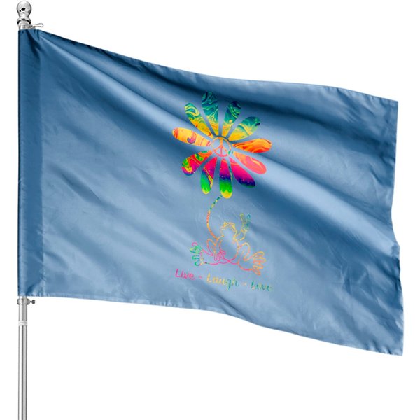Peace Love Frog Hippie Flower Daisy Gift House Flags-image