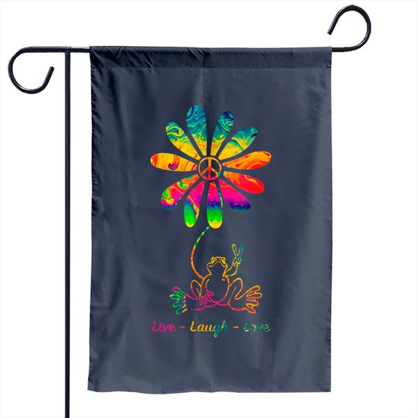 Peace Love Frog Hippie Flower Daisy Gift Garden Flags