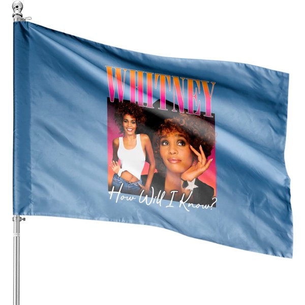 Whitney Houston Singer How Will I Know Adult Short Sleeve House Flags-image