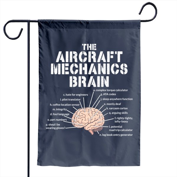 Aircraft Mechanics Brain Garden Flag Aviation Gift Garden Flag-image