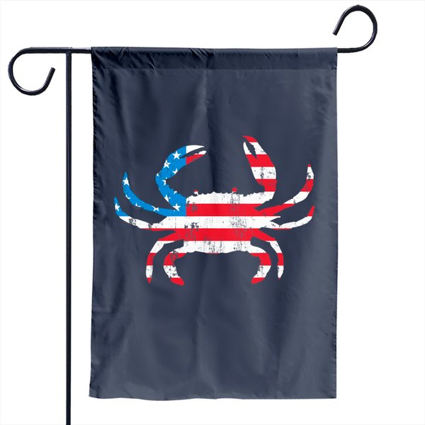 Crab Vintage American Flag Garden Flag-image