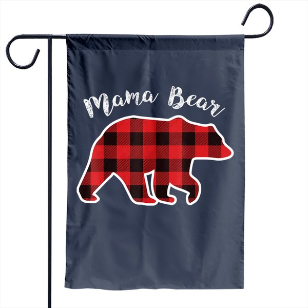 Mama Bear Red Plaid Christmas Pajama Family Mom Garden Flag