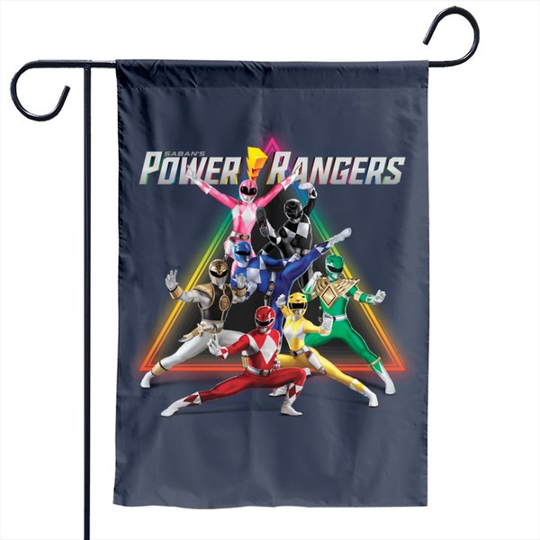 Power Rangers Group Shot Triangle Rainbow Garden Flags-image