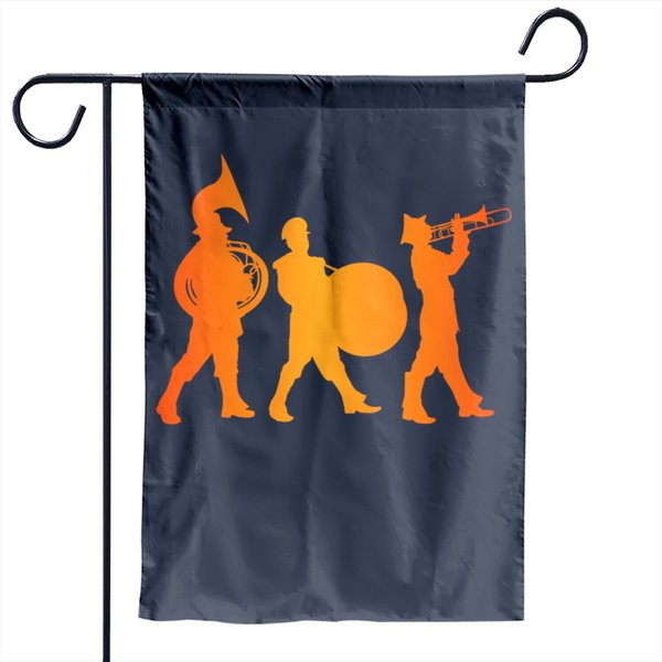 Silhouette Of A Marching Band Garden Flag