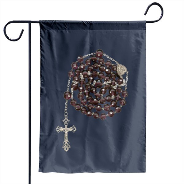 Black Rosary Beads Catholic Religion Holy Mary Garden Flag