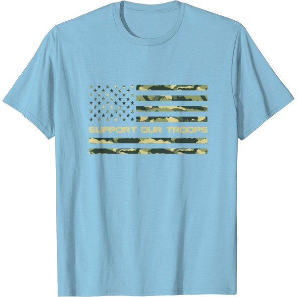 Support Our Troops Military Camo Flag T-Shirt-image