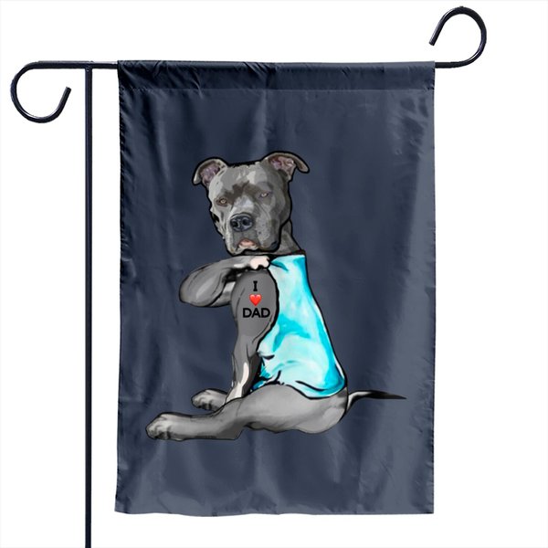 Pitbull I Love Dad Tattoo Garden Flag-image