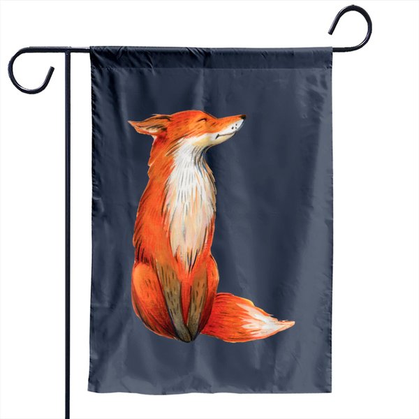 Fox Orange Cute Watercolor Fox Garden Flag-image