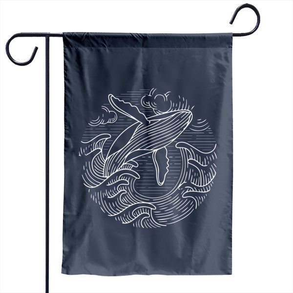 Ocean Waves Humpback Whale Garden Flag-image