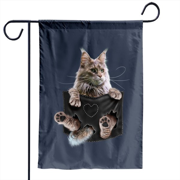 Maine Coon Cat In Pocket Garden Flag-image