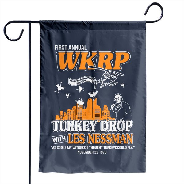 First Annual Wkrp Turkey Drop Les Nessman Garden Flag-image