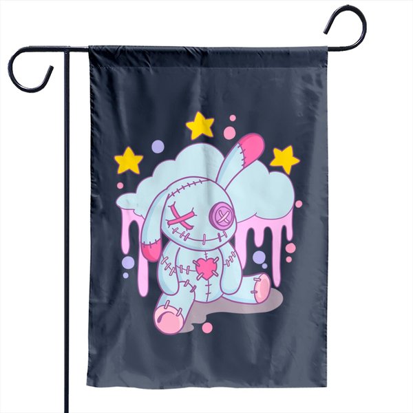 Bunny Pastel Goth Voodoo Doll Garden Flag-image
