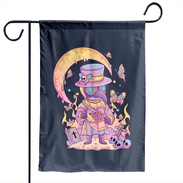 Pastel Goth Creepy Plague Doctor Kawaii Garden Flag-image