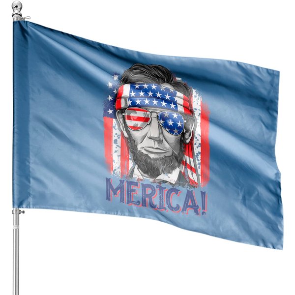 Abraham Lincoln 4Th Of July Merica American Flag House Flag-image