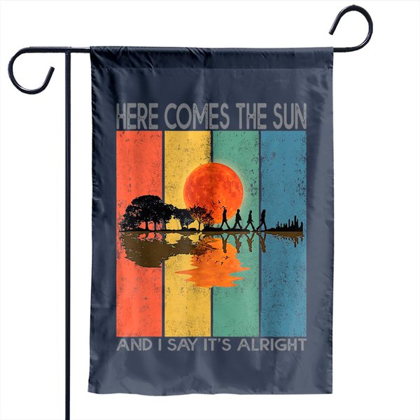 Here Comes The Sun And I Say It's Alright Guitar Garden Flag-image