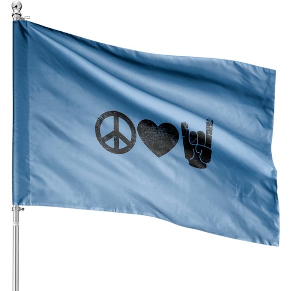Peace Love Rock And Roll House Flag-image