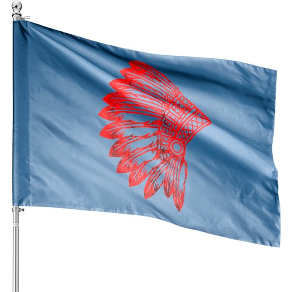 Native American Feather Headdress Indian Chief Tribes Pride House Flag-image