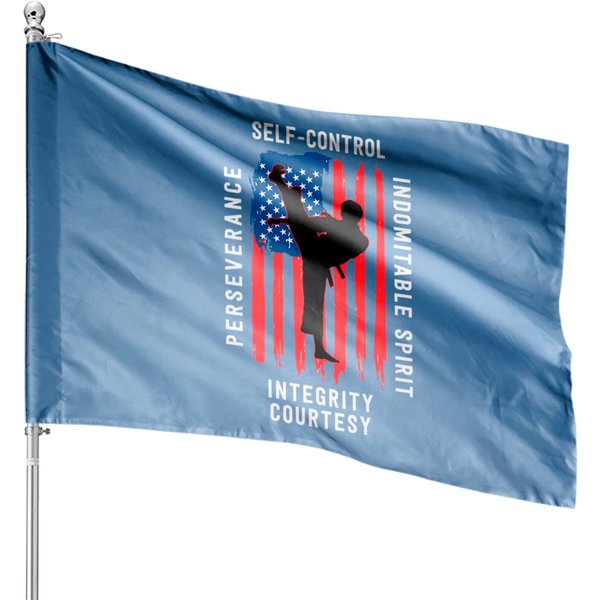 Taekwondo 5 Tenets Martial Arts Sports Usa Flag House Flag-image