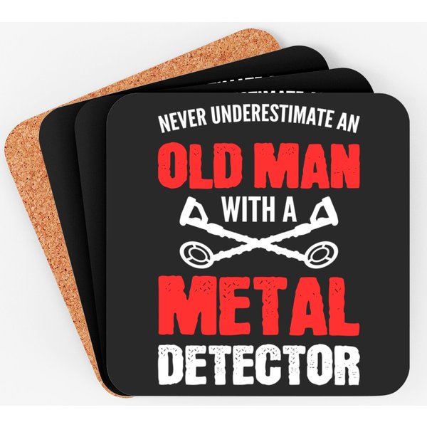 Never Underestimate An Old Man Metal Detecting Coaster-image