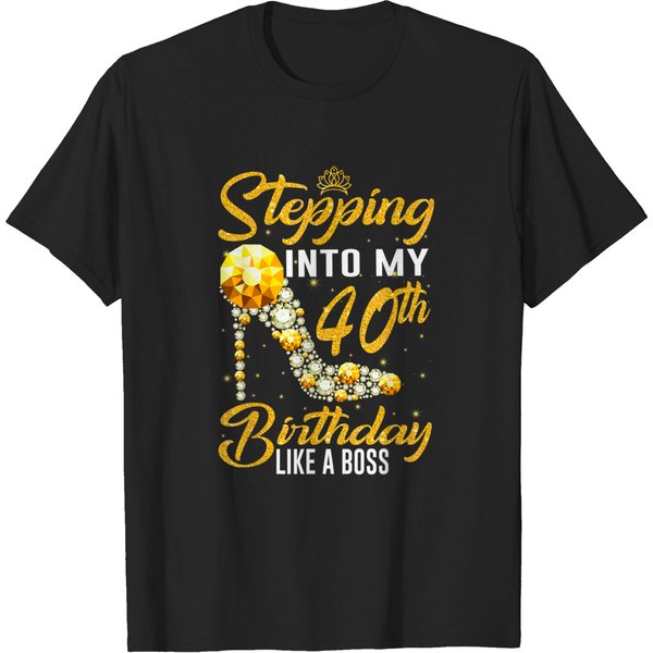 Stepping Into My 40Th Birthday Like A Boss Diamond Shoes T-Shirt-image